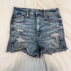 American Eagle Outfitters Blue Jean Shorts Distressed High-Waisted